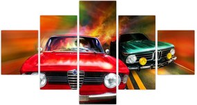 Obraz - Retro samochody wyścigowe (125x70 cm)