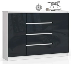 Komoda w połysku do biura biała + grafit H4-W86
