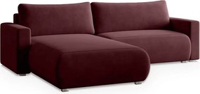 Bordowa rozkładana narożna sofa MONORA, dwustronna