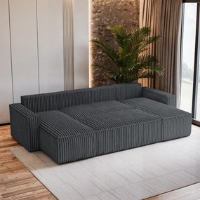 Masseno Narożnik PESANO z funkcją spania i pojemnikiem na pościel Narozniki U, Rozkładana sofa - Szary, TILIA 85