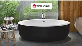 Wanna wolnostojąca owalna - 251 L - 185 x 90 x 58 cm - czarna - akrylowa - MARMATI