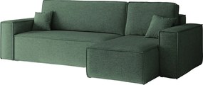 Narożnik BEST L z funkcją spania i pojemnikiem, tkanina Neve, Zielony, Prawy