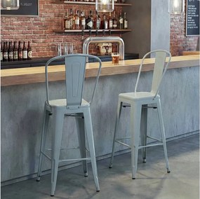 Stołki barowe MCW-A73 metalowe (zestaw 2 szt.),  szare