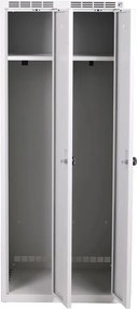 Szafka ubraniowa S7 z ławką, 2-drzwiowa, 1875 x 600 x 500/800 mm, demontaż, zamek cylindryczny, grafitowe drzwi