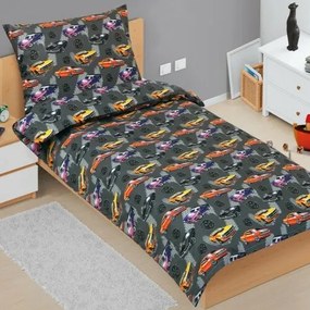 Bellatex Bawełniana pościel dziecięca JuniorCadillac szara, 140 x 200 cm, 70 x 90 cm