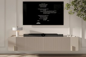 Szafka RTV Malmi 200 cm wisząca - kaszmir / crema bianca / złoty