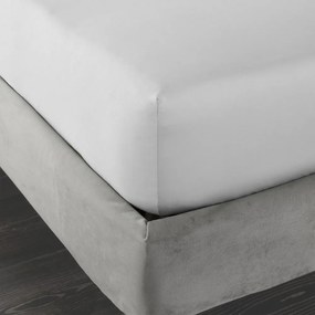 Jasnoszare prześcieradło z satyny bawełnianej z gumką 150x200 cm Cotton Sateen – Bianca