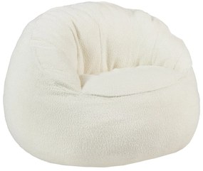 Fotel pufa muszla z białej bukli - FONADO