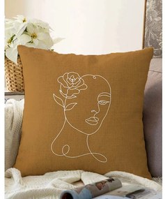 Brązowo-brązowa poszewka na poduszkę z domieszką bawełny Minimalist Cushion Covers Chenille, 55x55 cm