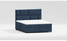 Ciemnoniebieskie łóżko boxspring ze schowkiem 160x200 cm Lola – Ropez