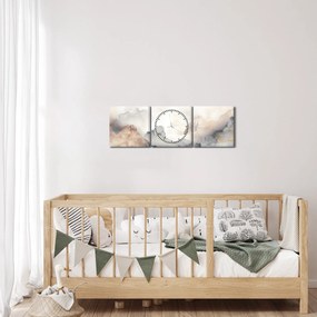 Obraz - Górska abstrakcja z teksturą marmuru (z zegarem) (90x30 cm)