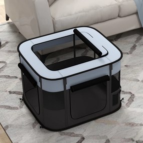 PawHut Przenośny kojec dla zwierząt, składany, z torbą do przechowywania, dla szczeniąt i kociąt, do użytku wewnątrz i na zewnątrz, Szary