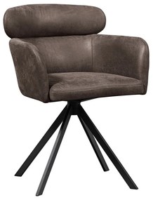 Ciemnobrązowy tapicerowany fotel jadalniany z podłokietnikami Fenne – WOOOD