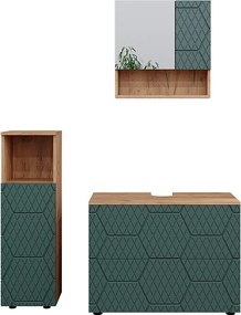 Zestaw mebli łazienkowych zielony/złoty dąb 80x41x58.6 irma
