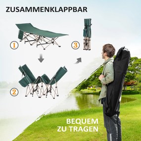 Outsunny Łóżko kempingowe składane odporny na warunki atmosferyczne zielony beżowy 190x68x52cm z torbą | Aosom PL