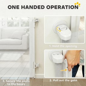 PawHut Rozsuwane ogrodzenie dla schodów i drzwi 0-140 cm z obsługą jedną ręką, dla dzieci i zwierząt, białe | Aosom PL