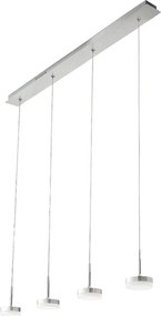 Lampa wisząca Fabas Luce Dunk z 4 źródłami światła - 32 W, ściemnialna dioda LED - szczotkowane aluminium, konstrukcja liniowa