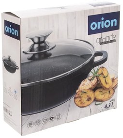 Niski garnek z powierzchnią nieprzywierającą Pfluon Granit i szklaną pokrywką Orion Grande, ⌀ 28 cm