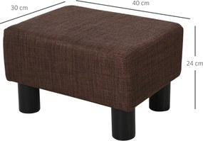 HOMCOM Pufa Elegancka Materiałowa jako Podnóżek w Kolorze Brązowym 40x30x24cm | Aosom PL