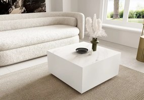 Nowoczesny stolik do salonu Sorenio z laminowanym blatem i metalową konstrukcją