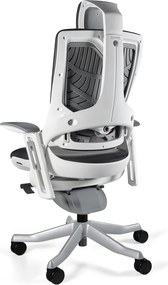 Fotel ergonomiczny Wau 2, zgodny z normą BHP, biały / czarna skóra naturalna