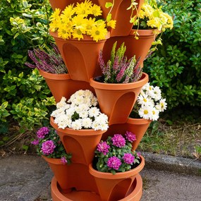 4Home Kaskada kwiatowa 5-częściowa, terakota, 5 pięter