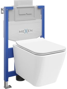 Mexen zestaw podtynkowy WC stelaż Fenix XS-U z miską WC Cube i deską wolnoopdającą, biały połysk - 68530924000