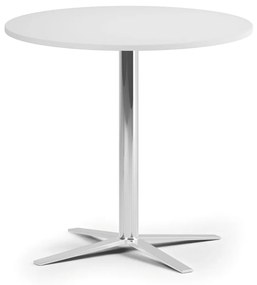 Stolik kawowy AURA, średnica 80 cm, chrom podstawa, biały