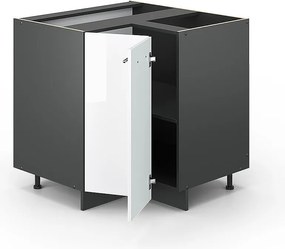 Szafka narożna biały wysoki połysk 80.5x60x82 fame-line