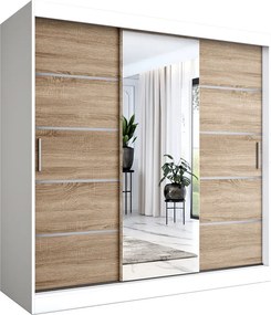 Szafa przesuwna 200 cm biały + dąb sonoma K4-T62
