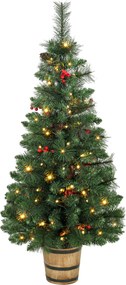 HOMCOM Sztuczna choinka, 120 cm, 100 LED, 131 końcówek, jagody, 2 kolory światła, pilot | Aosom PL