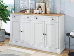 Bufet z 4 drzwiami i 2 szufladami - drewno - wysokość 150 cm - blat naturalny