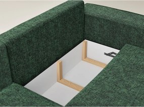 Ciemnozielony rozkładany/ze schowkiem narożnik z tkaniny szenilowej (lewostronny/w kształcie litery L) Tonga – Maison de Rêve