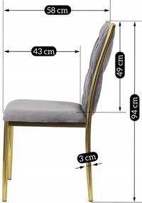 Krzesło Tapicerowane Plecione do Salonu DAN Szare Welurowe Nowoczesne Glamour