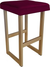 Hoker ALEX krzesło barowe tkanina Welur podstawa metalowa : Kolor Stelaża - Złoty, Kolor tkaniny - VELVET - MG02, Wysokość - 60 cm