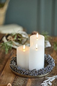 IB Laursen Świeca okrągła LED WARM FLAME SL 15 cm biała