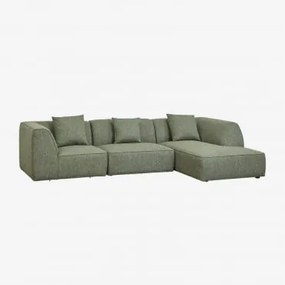 Sofa Modułowa Cardea Tapicerowana 3-częściowa, Prawa, Rozkładana Bouclé Salvia Zieleń - Sklum