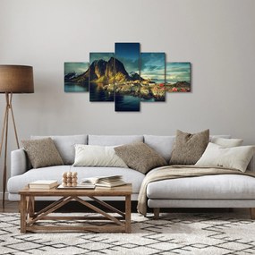 Obraz wioski rybackiej w Norwegii (125x70 cm)