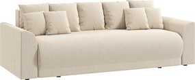 HOMCOM Sofa rozkładana 190x150 cm 3-osobowa z funkcją spania, poduszki, schowek, wygląd sztruksu do salonu, beżowa | Aosom PL