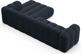 Ciemnoniebieski narożnik z tkaniny szenilowej (prawostronny/z szezlongiem) Lupine – Micadoni