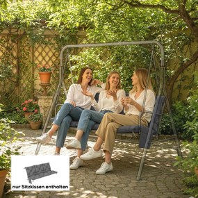 Outsunny Poduszka wodoodporna antypoślizgowa na huśtawkę outdoorowa z oparciem i paskami 150 x 100 cm ciemnoszara | Aosom PL