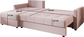 PROMOCJA Rozkładana obustronna sofa narożna do L VENORIA 220x143 cm, musztardowa + 2 poduszki GRATIS II. jakość