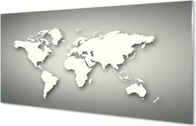 Panel szklany do Kuchni Minimalistyczna Biała Mapa na Szarym Tle