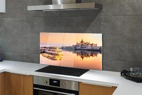 Szklany Panel Statek o Zachodzie Słońca