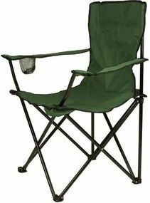 Turystyczne kampingowe krzesło składane zielone z miejscem na napoje