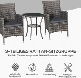 Outsunny 3-cz. zestaw ogrodowy ze stolikiem bocznym