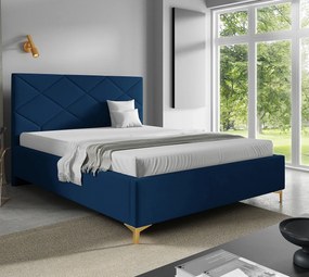 Granatowe łóżko tapicerowane welurem 4 rozmiary M8-E55
