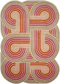 Różowy wełniany dywan tkany ręcznie 140x200 cm Spiral Shaped – Flair Rugs