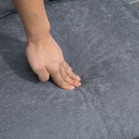 HOMCOM Fotel z Ottomaną Tapicerowany Fotel Relaksacyjny, w zestawie Poduszka, 68 cm x 91,5 cm x 88 cm, Jasnoszary