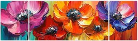 Obraz - Pięć kolorowych kwiatów (170x50 cm)